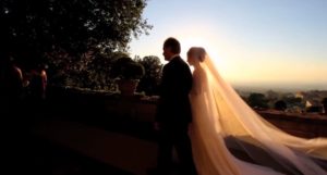 Outdoor wedding ceremony bridal procession